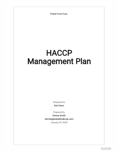 haccp management plan template