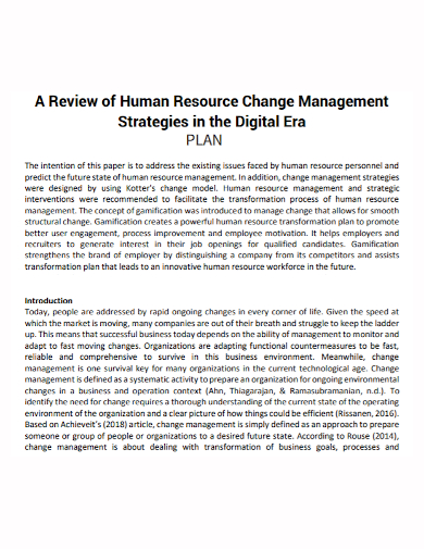 hr change management digital plan
