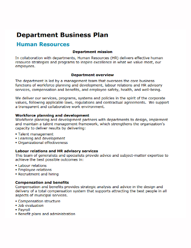 hr department business plan