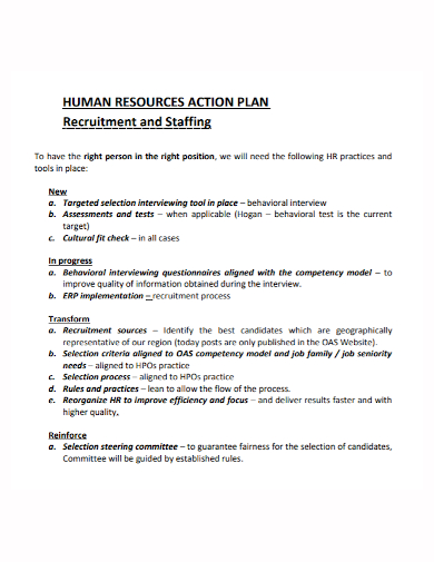 hr recruitment action plan