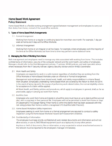 home based work policy agreement