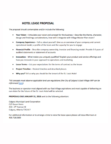 hotel lease proposal