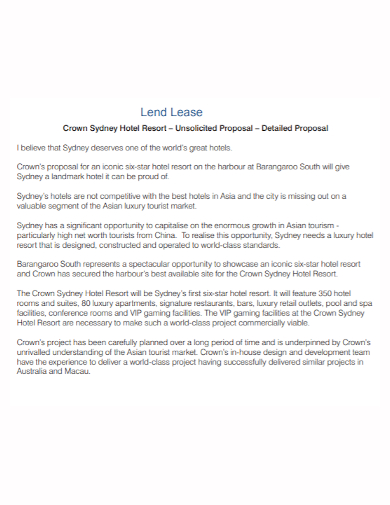 hotel resort lease unsolicited proposal
