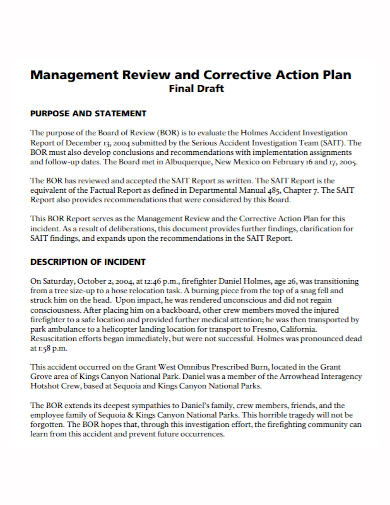 incident management corrective action plan