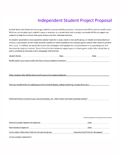 independent student project proposal