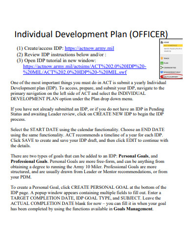 individual development plan for officers