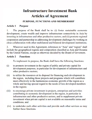 infrastructure investment banking agreement
