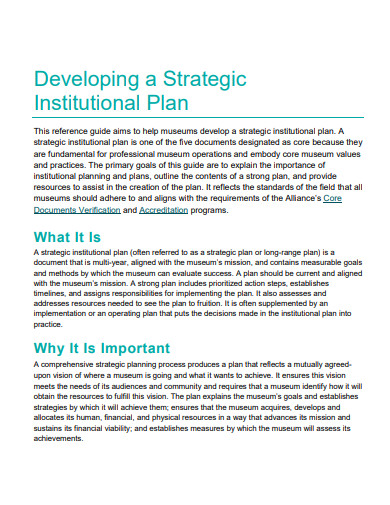 institutional development strategic plan