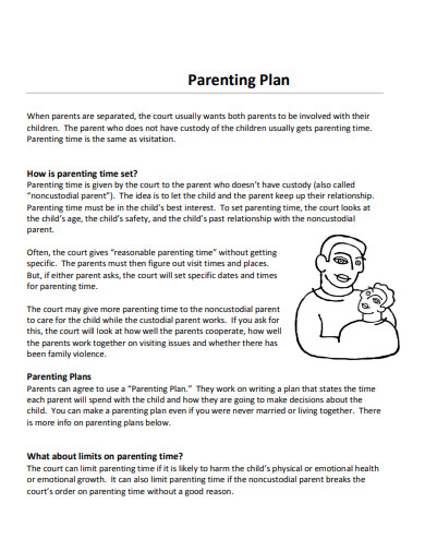 legal parenting plan example