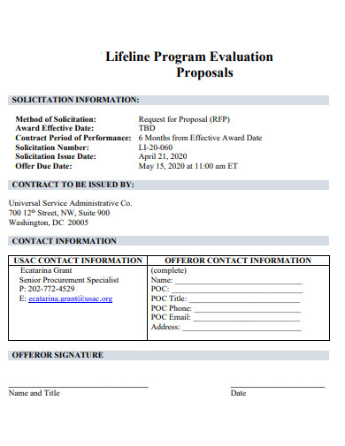 lifeline program evaluation proposal