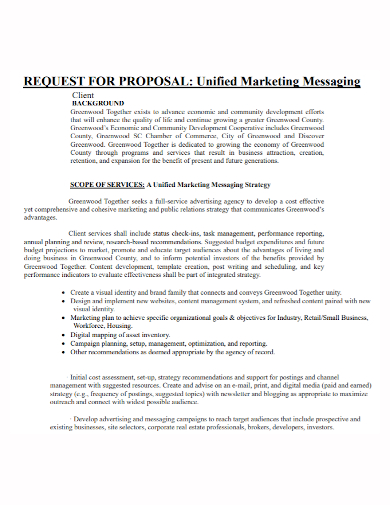 marketing client request for proposal
