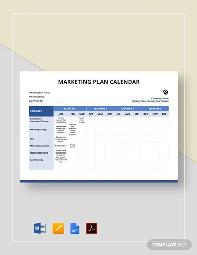 marketing plan calendar template