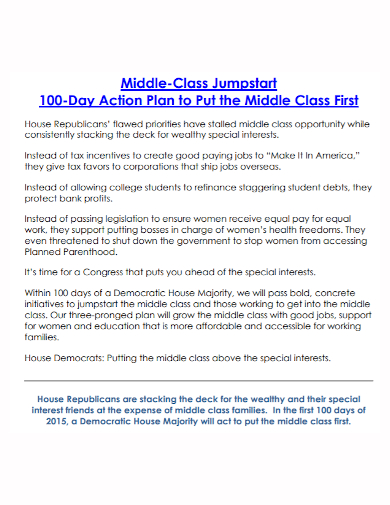 middle class 100 day action plan