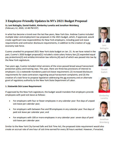 new employee budget proposal