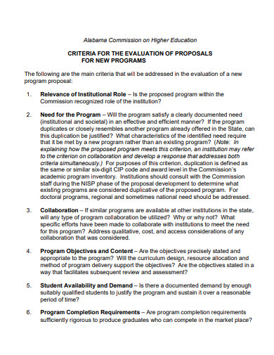 new program evaluation proposal
