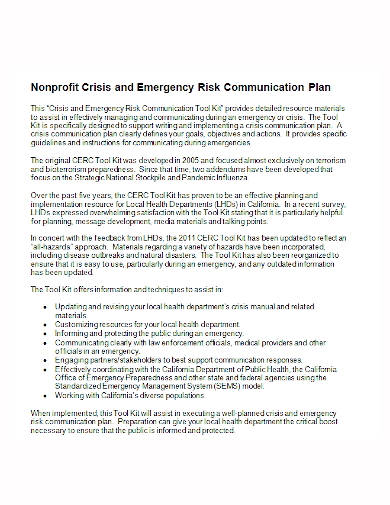 nonprofit crisis risk communication plan