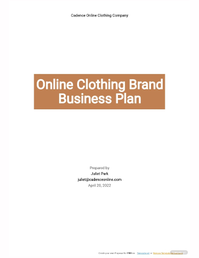 online clothing brand business plan template