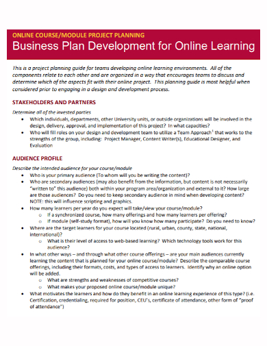 online course development plan