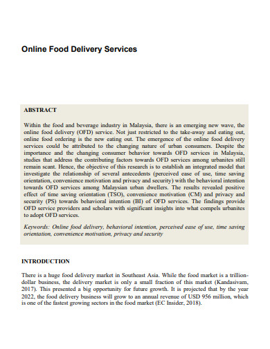 online food delivery business plan