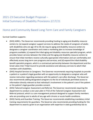 organization executive budget proposal