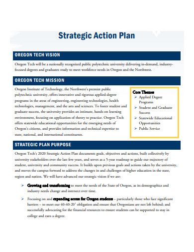 organization one page strategic action plan