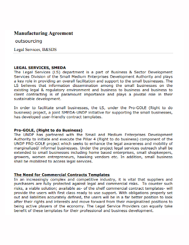 outsourcing services manufacturing agreement