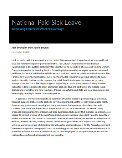 paid sick leave plan
