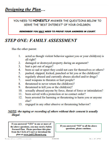parenting assessment plan example