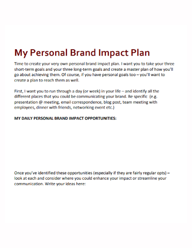 personal brand impact plan