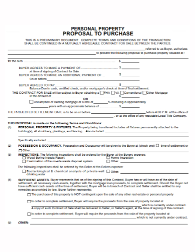 personal property purchase proposal