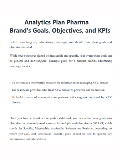 pharmaceutical brand analytics plan