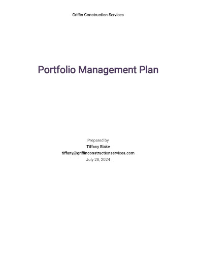 portfolio management plan