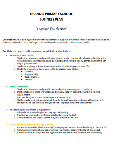 primary school business plan