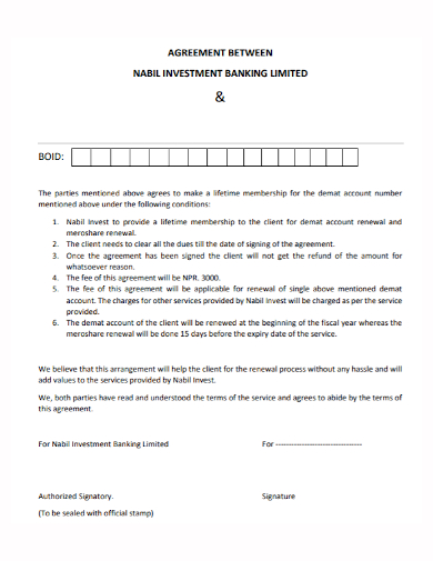 printable investment banking agreement
