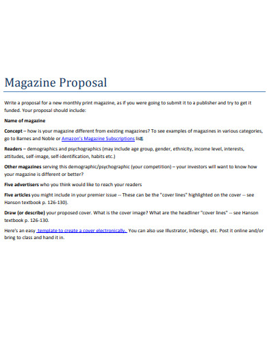 printable magazine partnership proposal