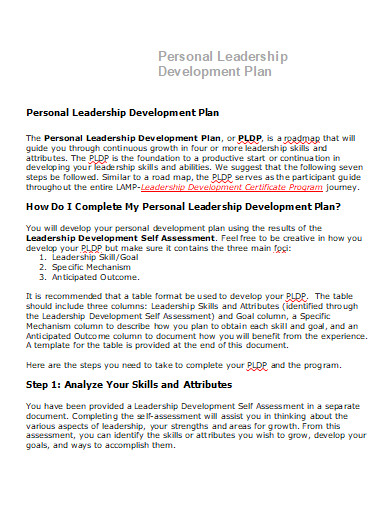 printable personal leadership development plan