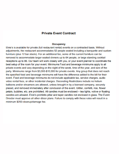 printable private event contract