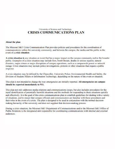 printable university crisis communication plan