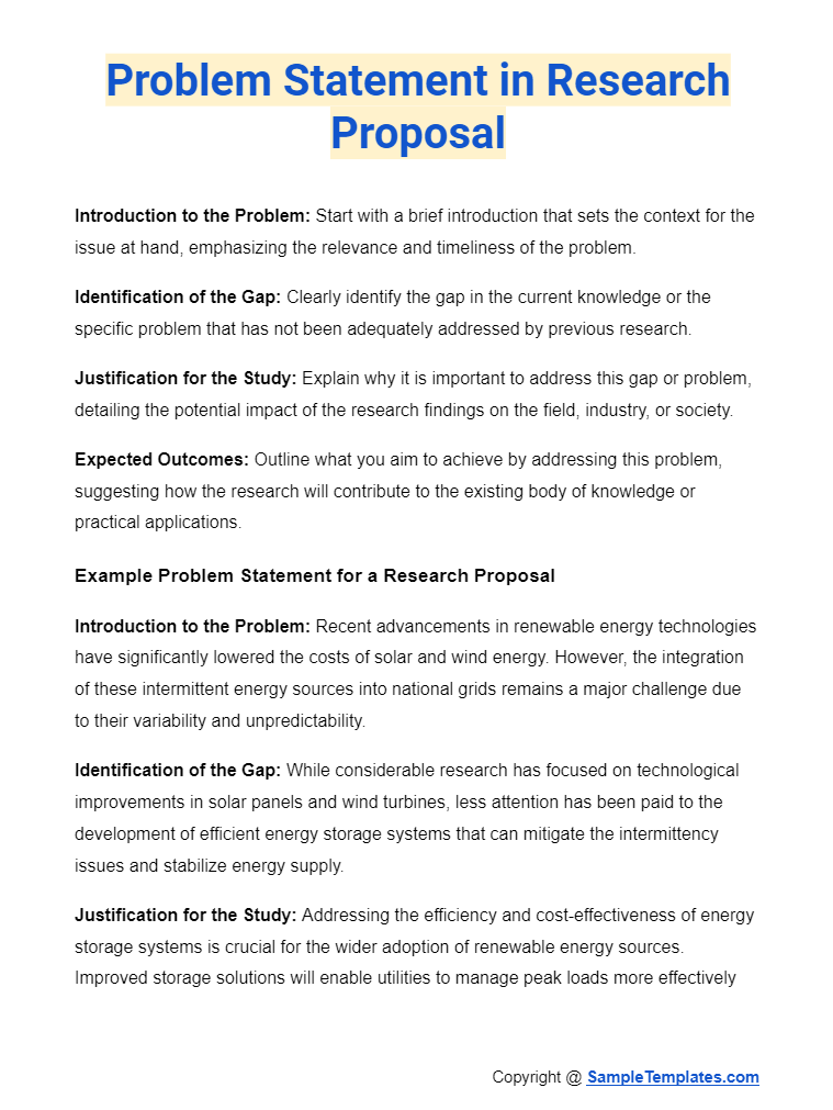 problem statement in research proposal