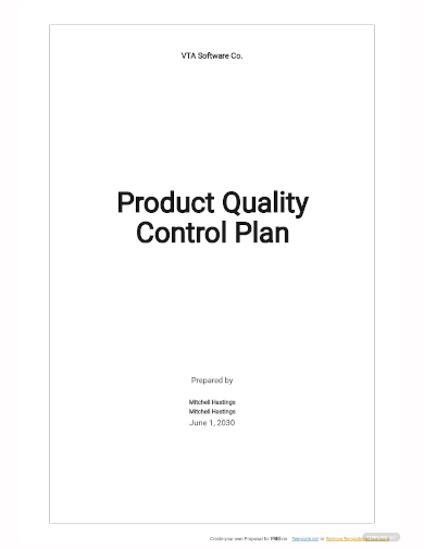 product quality control plan template