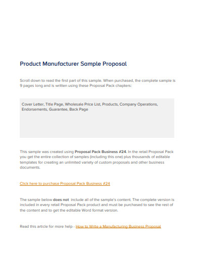 product manufacturer business proposal