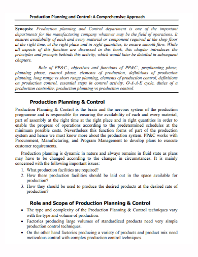production comprehensive control plan