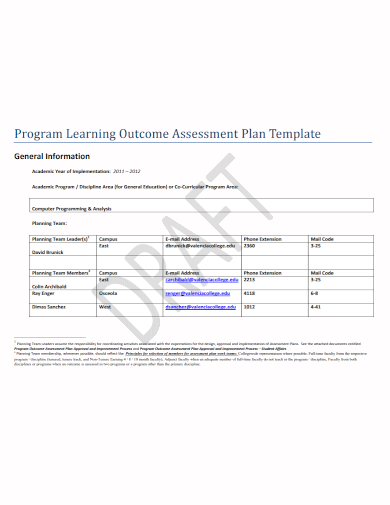 program outcome assessment plan