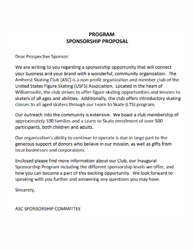 program sponsorship proposal