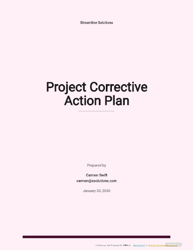 project corrective action plan template