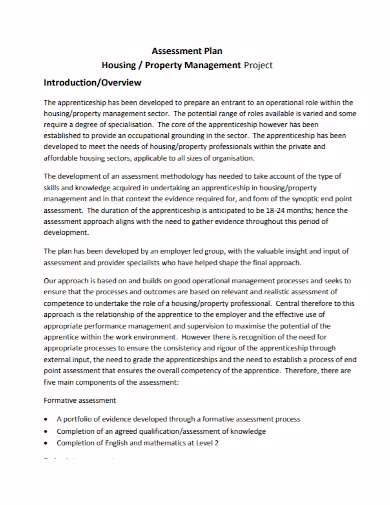 project management assessment plan