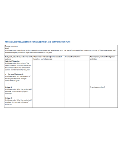 project management compensation remediation plan