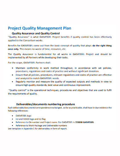project management quality assurance control plan