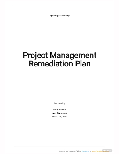 project management remediation plan template