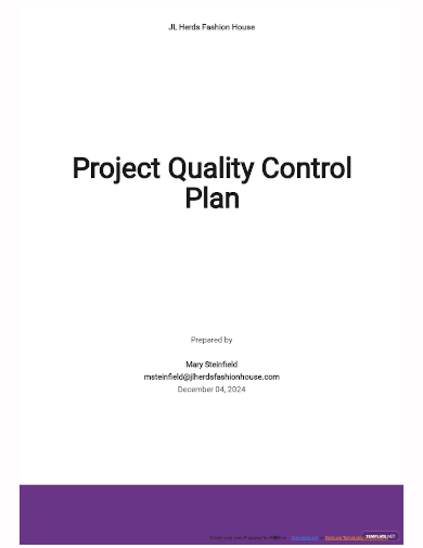 project quality control plan template